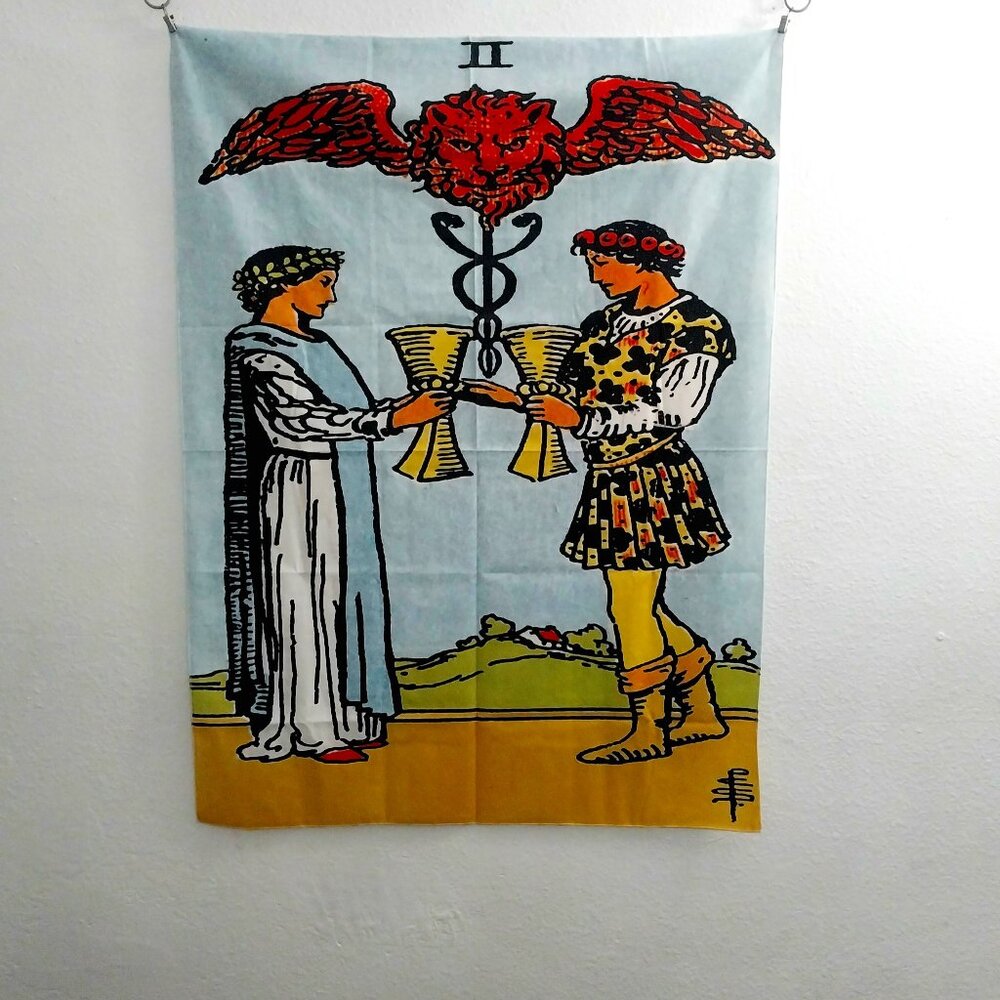 Two of Cups Tarot Card Wall Tapestry